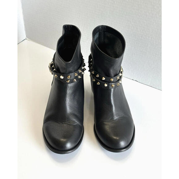 Matisse Rocker Ankle Boots Women’s 7.5M Black Leather Spike Studded Moto Pull On - Picture 4 of 16